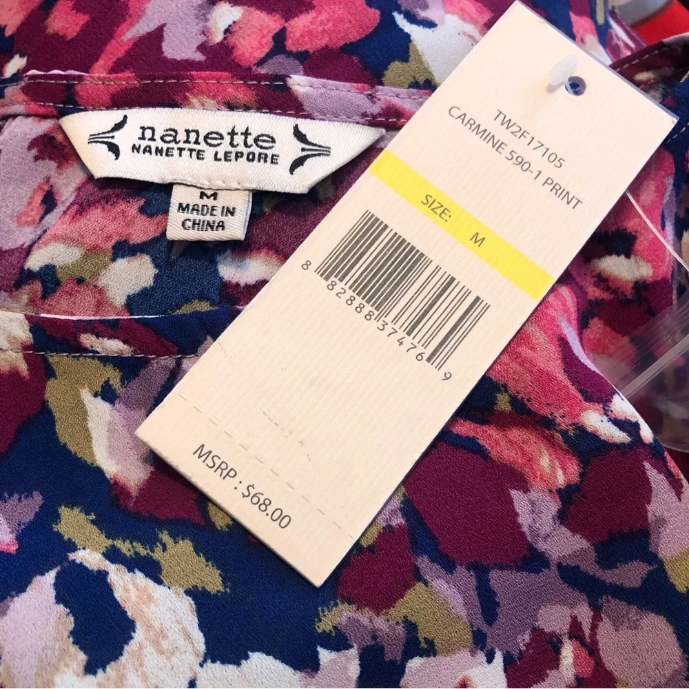 Nanette Lepore Carmine Blouse Ruffles Bold Floral Print NWT - Picture 8 of 10